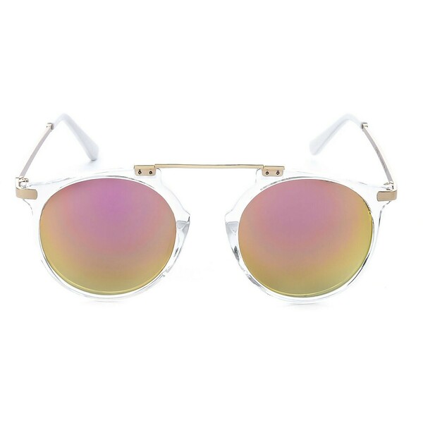 Primamoda Okulary przeciwsłoneczne typu Panthos ze szkłami w odcieniach różu 2U-121354 WHITE/GOLD