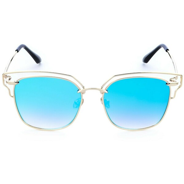 Primamoda Okulary przeciwsłoneczne z delikatnymi oprawkami i błękitnymi szkłami 2U-830575 GOLD