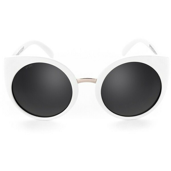 Primamoda Okulary przeciwsłoneczne z okrągłymi szkłami i białymi oprawkami typu CATEYE 11K-P16314 SHINY.WHITE
