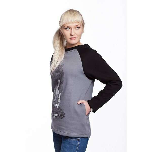 Slogan ubrania ekologiczne, etyczne i wegańskie DEVI by COXIE bluza damska grey