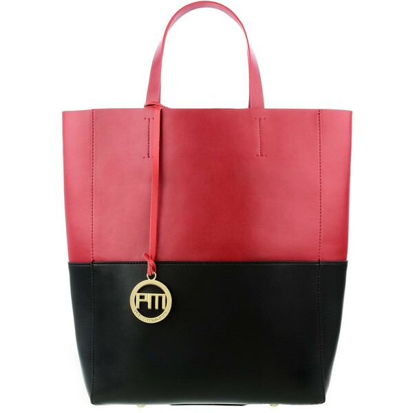 Primamoda Czarno-czerwona torebka typu shopper bag ze skóry licowej TELLINA 5Y-119AA NERO.RUBINO