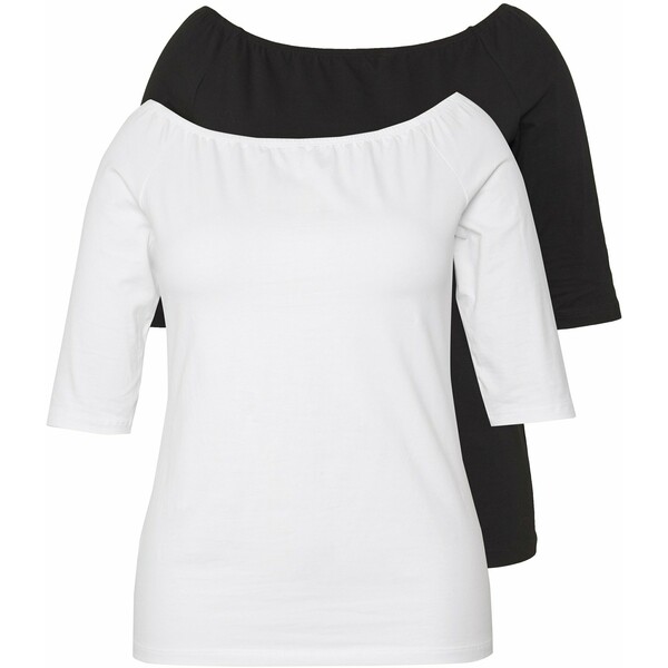 Even&Odd Curvy 2 PACK T-shirt basic white/black EVB21D01U