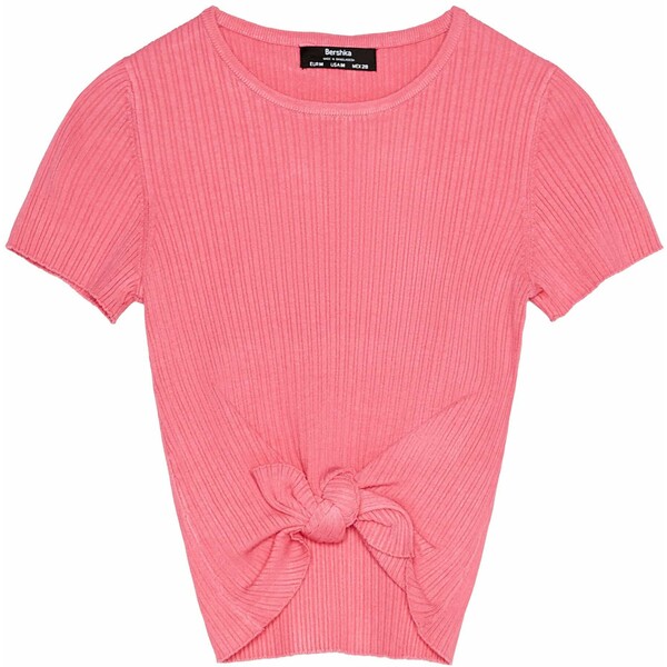 b'Bershka MIT ZIERKNOTEN T-shirt z nadrukiem pink BEJ21I063'
