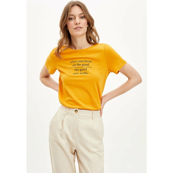 DeFacto T-shirt basic yellow DEZ21D02X