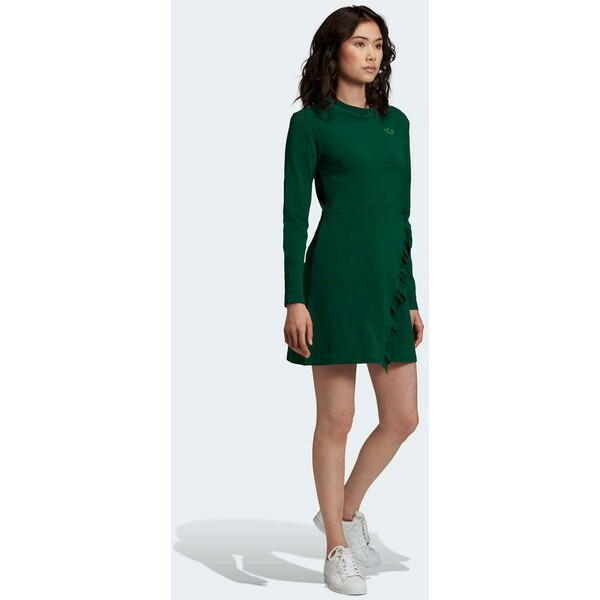 adidas Originals LONG SLEEVE DRESS Sukienka z dżerseju green AD121C06X