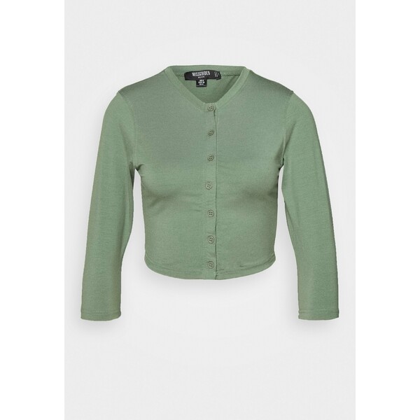 Missguided Petite BUTTON FRONT Bluzka z długim rękawem green M0V21D060