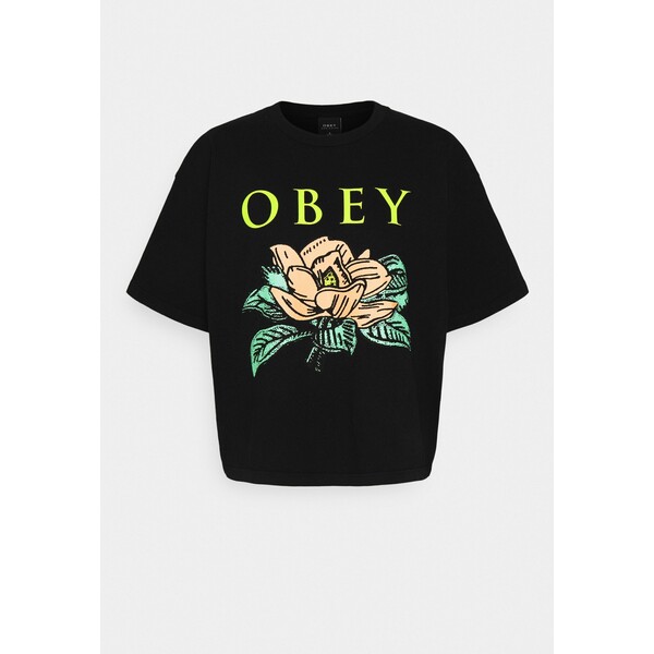 Obey Clothing LOTUS FLOWER T-shirt z nadrukiem off black OB021D02L
