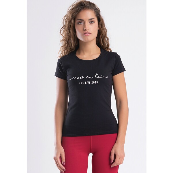 Zoe Leggings CROIS EN TOI T-shirt z nadrukiem black ZOA21D006