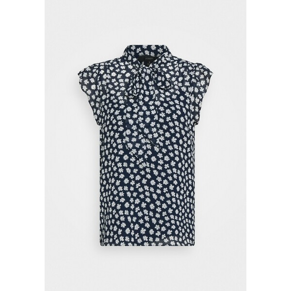 J.CREW TIE NECK BLOUSE IN SCATTERED DAISIES Bluzka navy/ivory JC421E05A