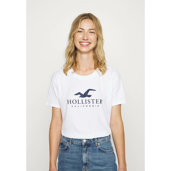 Hollister Co. TIMELESS LOGO T-shirt z nadrukiem white H0421D07J