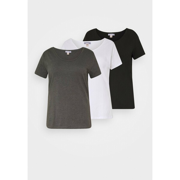 Anna Field Curvy 3 PACK T-shirt basic white/black/dark grey AX821D03H