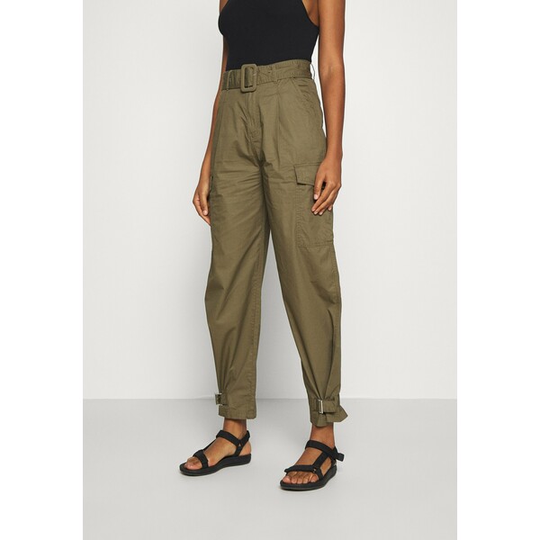 Tommy Jeans HIGH RISE BELTED PANT Spodnie materiałowe olive tree TOB21A015