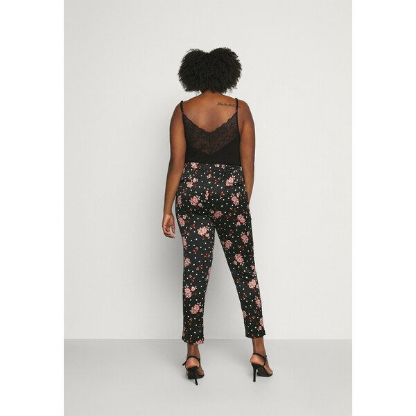 CAPSULE by Simply Be PRINTED TAPERED TROUSERS Spodnie materiałowe black/coral CAS21A014