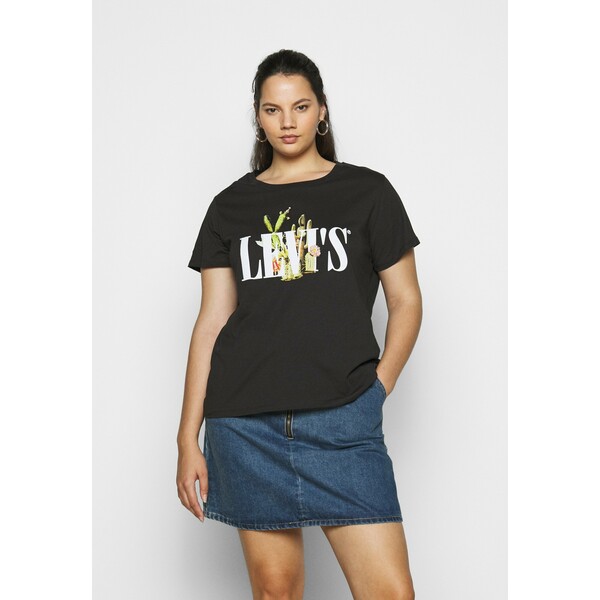 Levi's® Plus PERFECT TEE T-shirt z nadrukiem caviar L0M21D00X