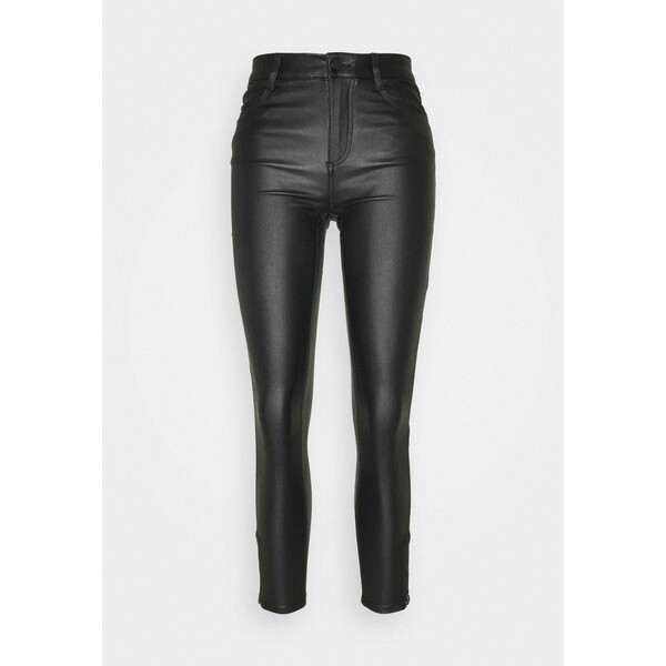 Vila VICOMMIT COATED ZIP PANT Spodnie materiałowe black V1021N07D