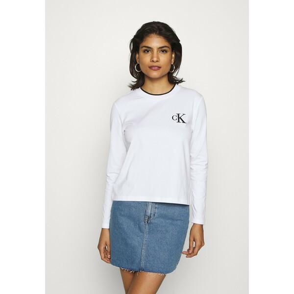 Calvin Klein Jeans EMBROIDERY TIPPING Bluzka z długim rękawem bright white C1821D0AU