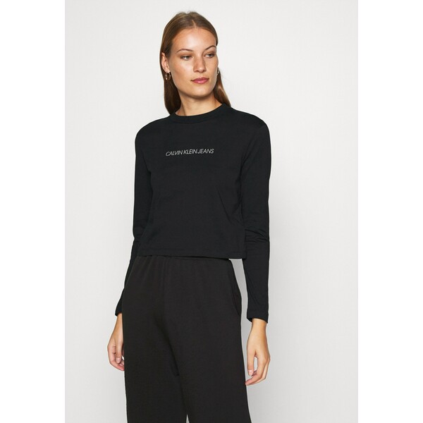 Calvin Klein Jeans SHRUNKEN MODERN TEE Bluzka z długim rękawem black C1821D0C3