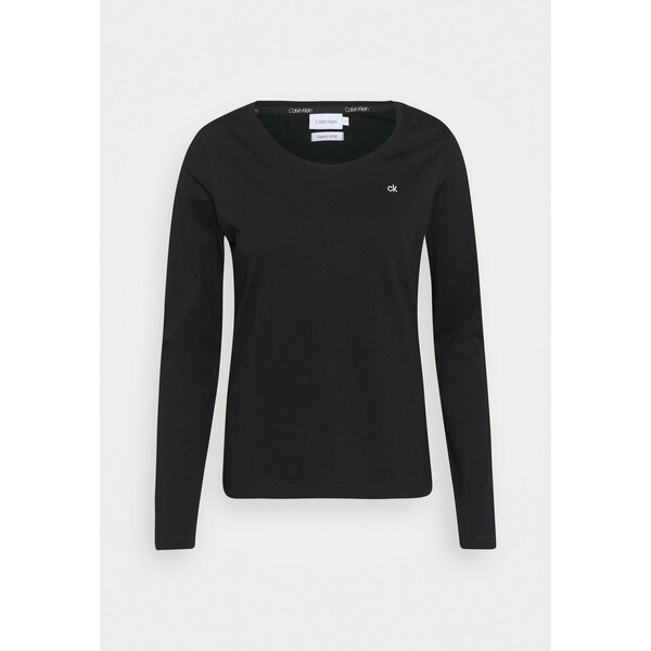 Calvin Klein SCOOP NECK Bluzka z długim rękawem black 6CA21D028