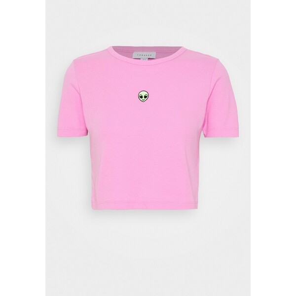 Topshop ALIEN HEAD CROP TEE T-shirt z nadrukiem pink TP721D0VX