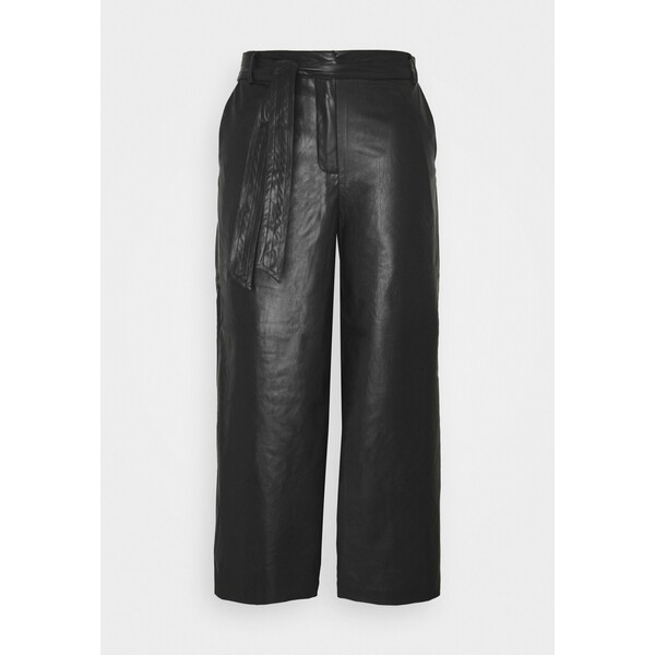 Vila VIVIVI HWRE CROPPED COATED PANTS Spodnie materiałowe black V1021A0IW