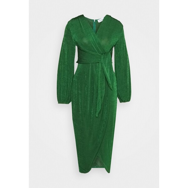 Closet TWIST FRONT LONG SLEEVE WRAP DRESS Sukienka letnia dark green CL921C0OP