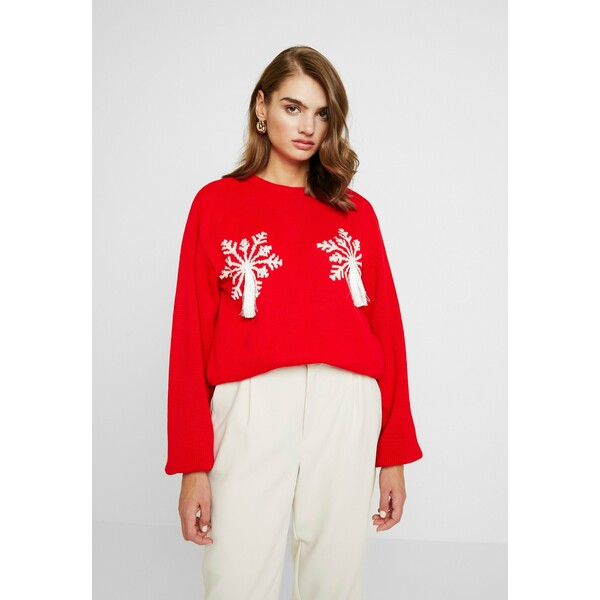 Missguided CHRISTMAS RED SNOWFLAKE JUMPER Sweter red M0Q21I052