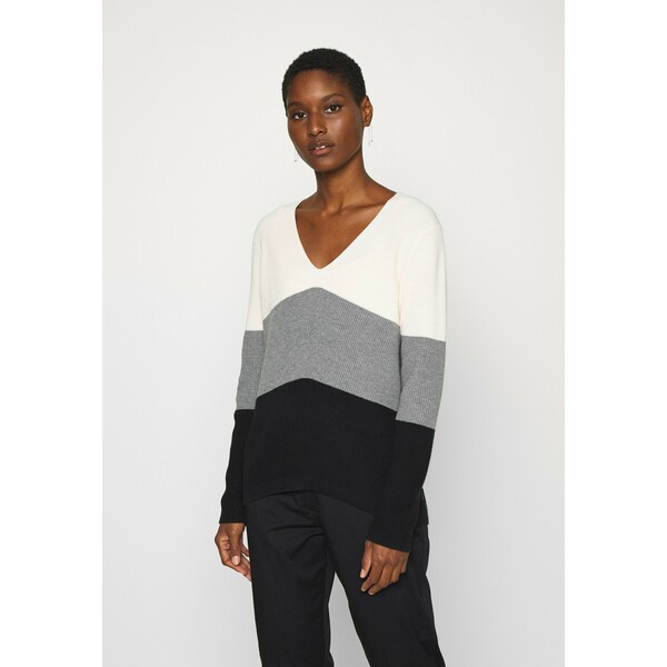 Calvin Klein COLOR BLOCK Sweter black/mid grey/white 6CA21I014