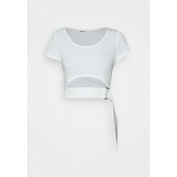 Glamorous RING FRONT CROP WITH SHORT SLEEVES AND SCOOP NECKINE T-shirt z nadrukiem cream GL921E07K