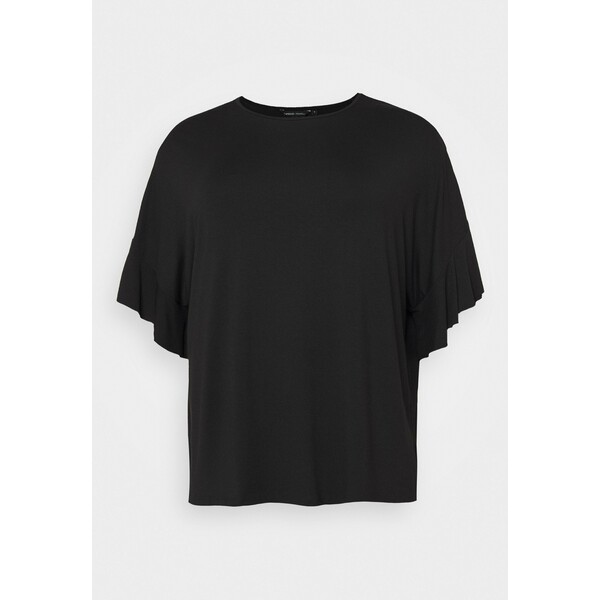 CAPSULE by Simply Be BOXY RUFFLE SLEEVE T-shirt basic black CAS21D028