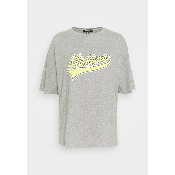 Missguided Petite MICHIGAN DROP SHOULDER T-shirt z nadrukiem grey marl M0V21D05W