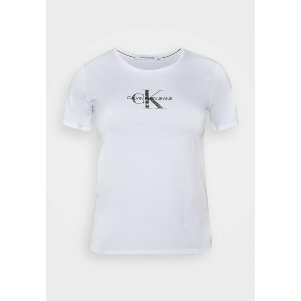 Calvin Klein Jeans Plus GLITTER MONOGRAM TEE T-shirt z nadrukiem white C2Q21D00C