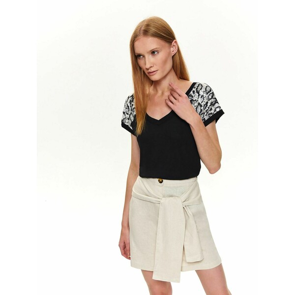 Top Secret bluzka krótki rękaw damska, z nadrukiem na rękawach SBK2536