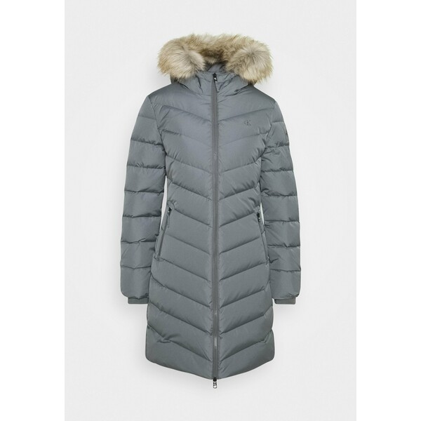Calvin Klein Jeans LONG FITTED PUFFER Płaszcz puchowy smoked pearl C1821U021