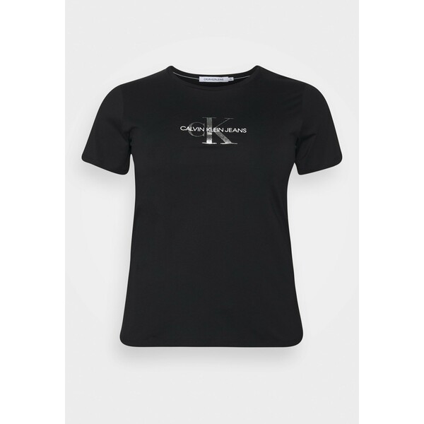 Calvin Klein Jeans Plus GLITTER MONOGRAM TEE T-shirt z nadrukiem black C2Q21D00C