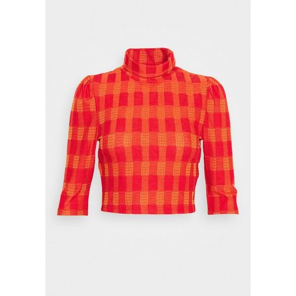 Glamorous HIGH NECK CROP T-shirt z nadrukiem red/orange GL921E07W