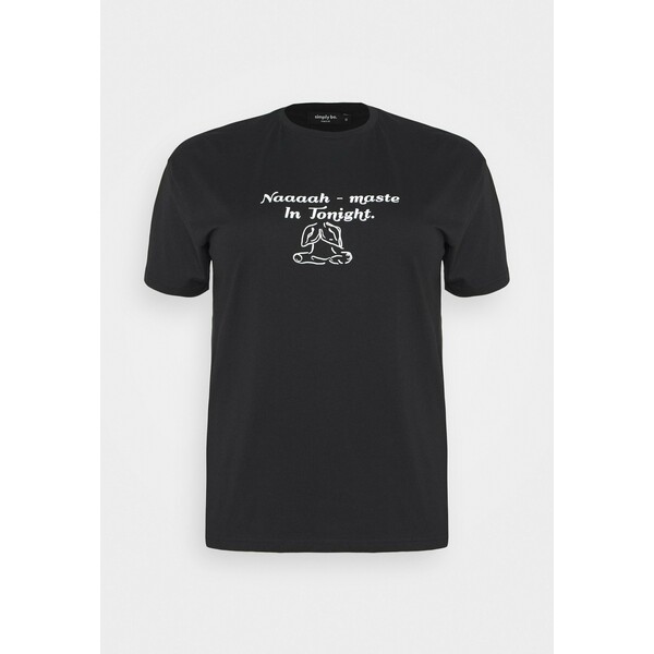 Simply Be SLOGAN T-shirt z nadrukiem black SIE21D03J