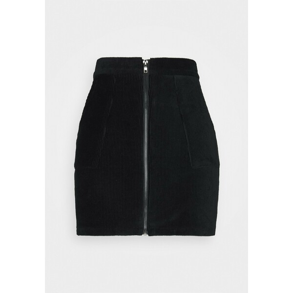 Even&Odd Petite CORDUROY high waisted skirt Spódnica mini black EVF21B00C