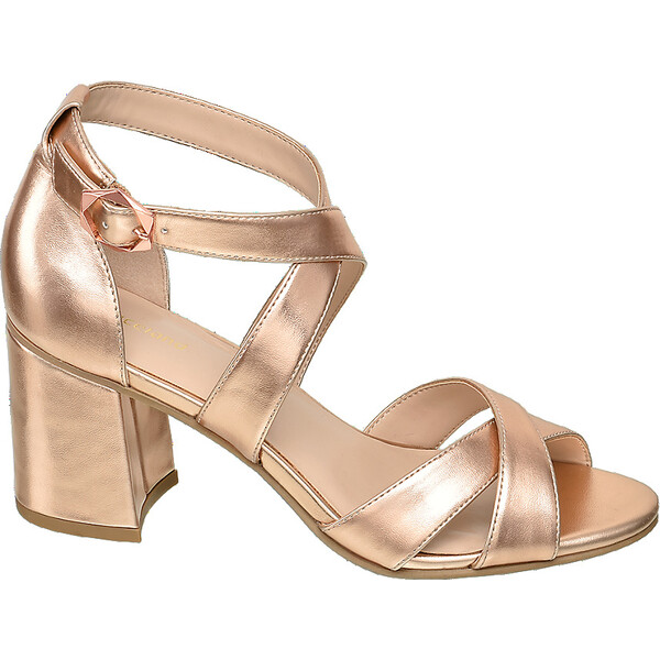 metaliczne sandałki damskie Graceland w kolorze różowego złota 12402268