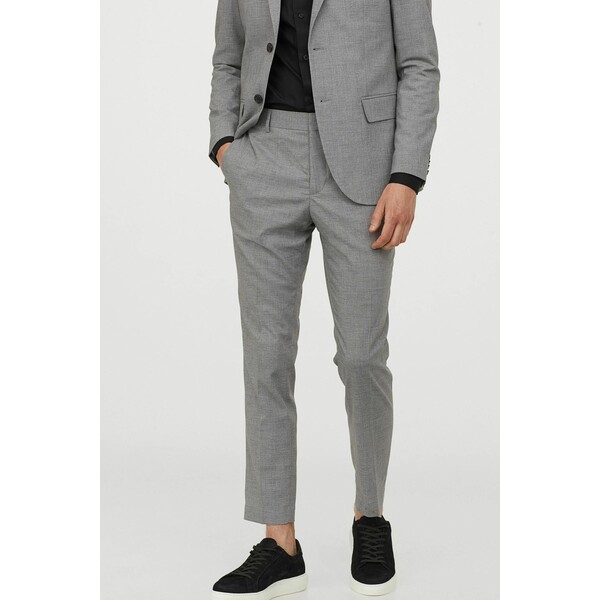 H&M Spodnie garniturowe Skinny Fit 0714032017 Jasnoszary melanż