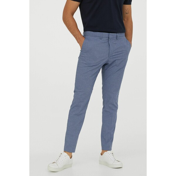 H&M Spodnie garniturowe Skinny Fit 0714032017 Niebieski melanż