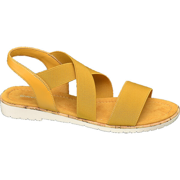 żółte sandały damskie Graceland z elastycznymi paskami 12102009