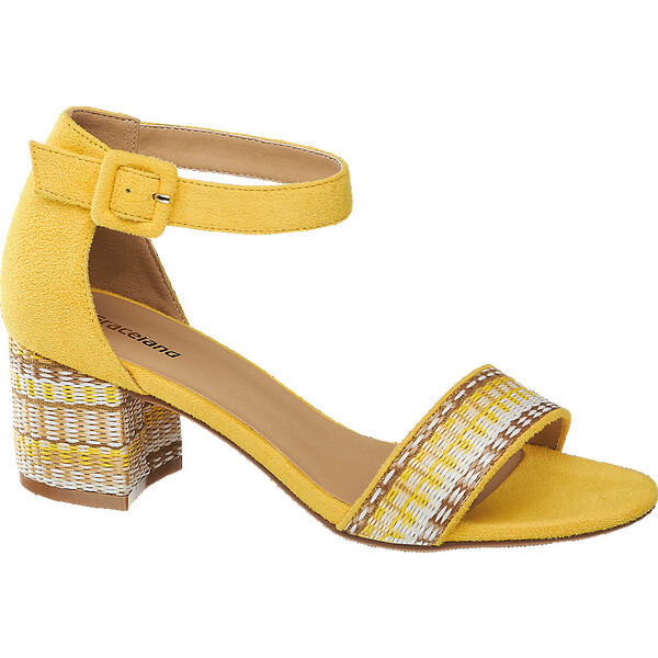 żółte sandałki damskie Graceland na zdobionym obcasie 12302069