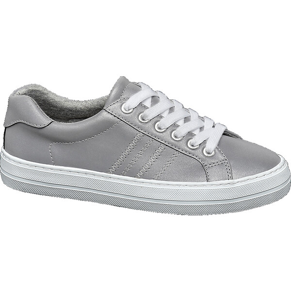 srebrne sneakersy damskie Graceland z białymi sznurówkami 1102643