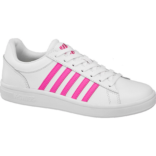 białe sneakersy damskie k-swiss z różowymi paskami 18201957
