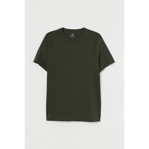 H&M T-shirt z okrągłym dekoltem Regular Fit 0685816109 Ciemna zieleń khaki