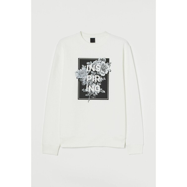 H&M Bluza z nadrukiem 0779633024 Biały/Inspiring