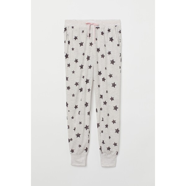 H&M Spodnie piżamowe - Normalna talia - Długość do kostki - -ONA 0536139088 Biały melanż/Gwiazdy