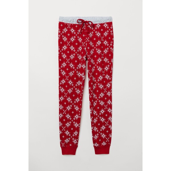 H&M Spodnie piżamowe - 0536139029 Czerwony/Śnieżynki