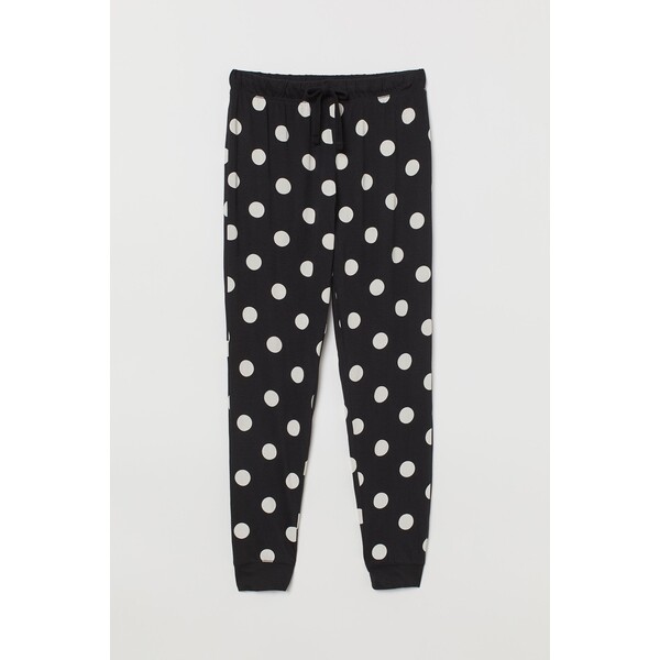 H&M Spodnie piżamowe - 0536139029 Czarny/Białe kropki