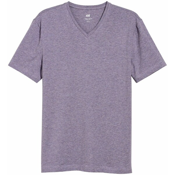 H&M T-shirt w serek Slim fit 0570003055 Fioletowy melanż